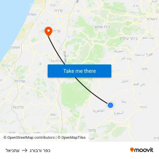 עתניאל to כפר ורבורג map