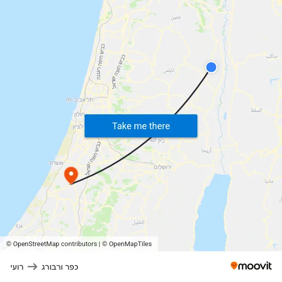 רועי to כפר ורבורג map