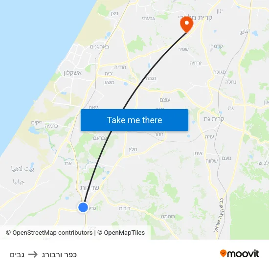 גבים to כפר ורבורג map