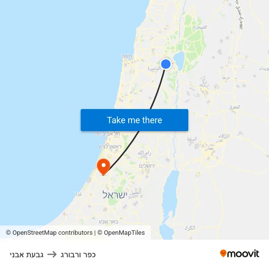 גבעת אבני to כפר ורבורג map