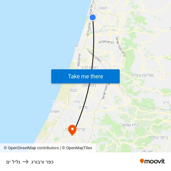 גליל ים to כפר ורבורג map