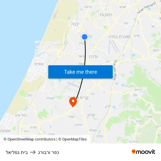 בית גמליאל to כפר ורבורג map