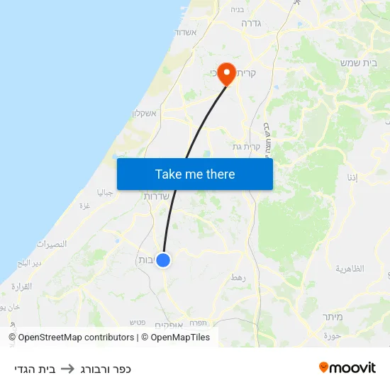 בית הגדי to כפר ורבורג map