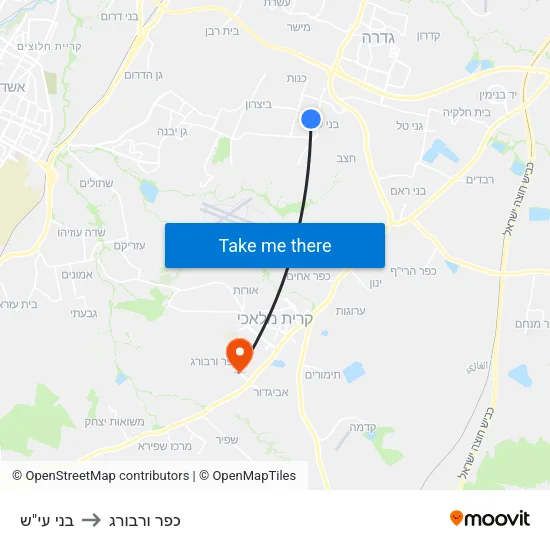 בני עי"ש to כפר ורבורג map