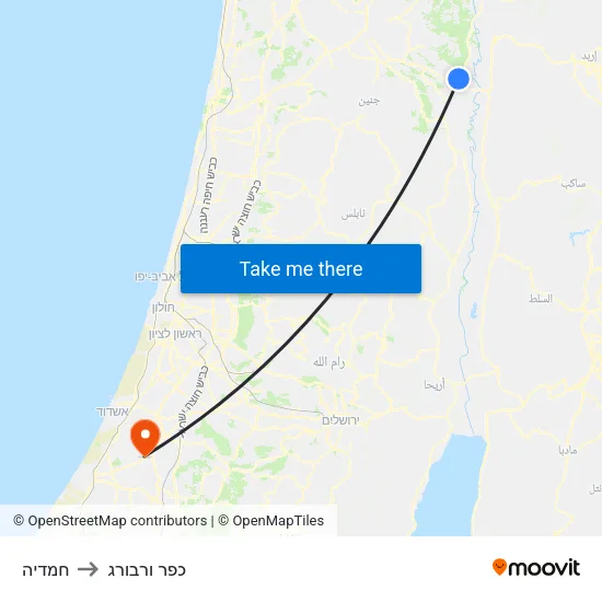 חמדיה to כפר ורבורג map