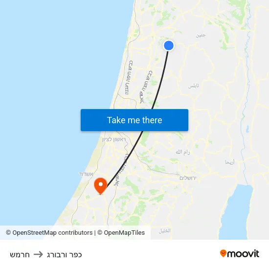 חרמש to כפר ורבורג map