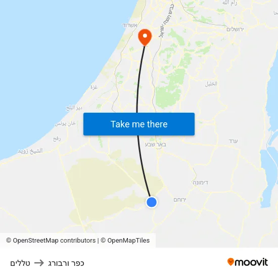 טללים to כפר ורבורג map
