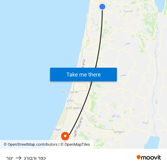 יגור to כפר ורבורג map