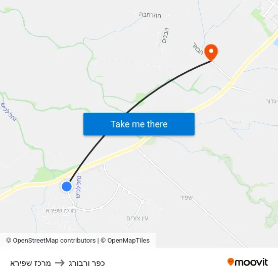 מרכז שפירא to כפר ורבורג map