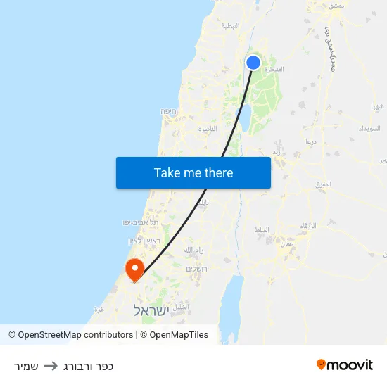 שמיר to כפר ורבורג map
