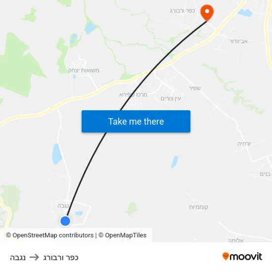 נגבה to כפר ורבורג map