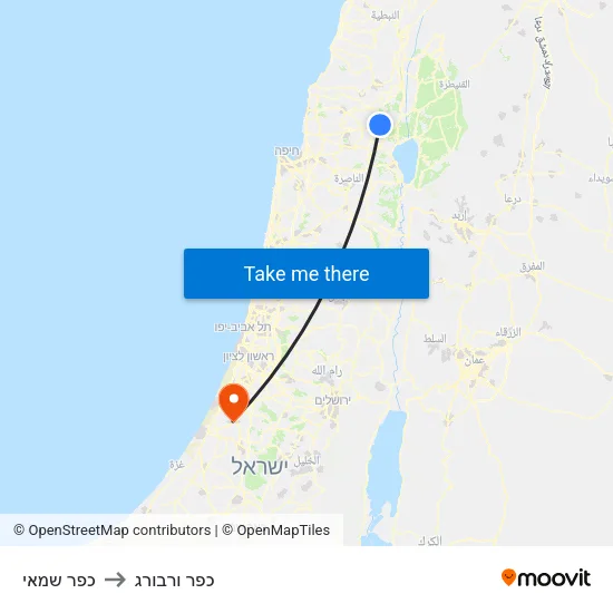 כפר שמאי to כפר ורבורג map