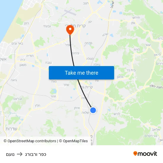 נועם to כפר ורבורג map