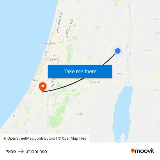 פצאל to כפר ורבורג map