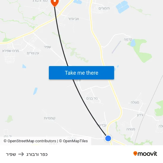 שפיר to כפר ורבורג map