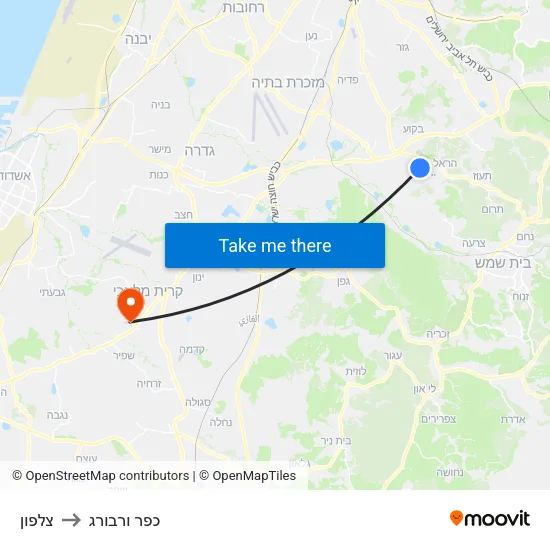 צלפון to כפר ורבורג map
