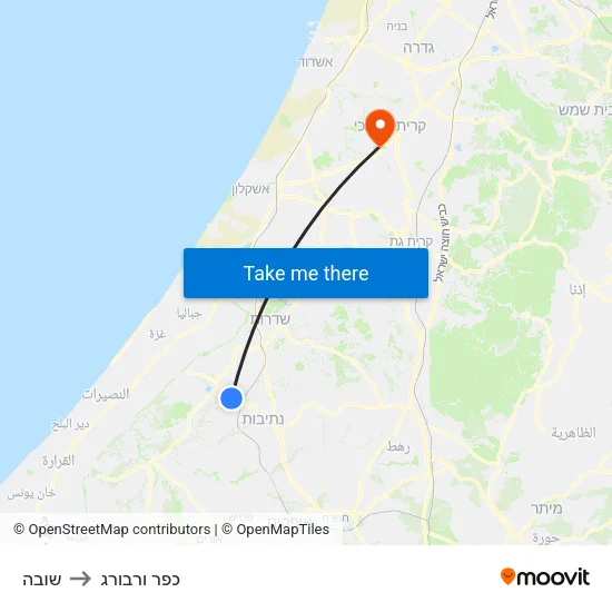 שובה to כפר ורבורג map
