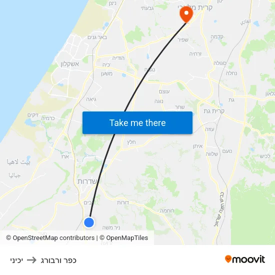 יכיני to כפר ורבורג map