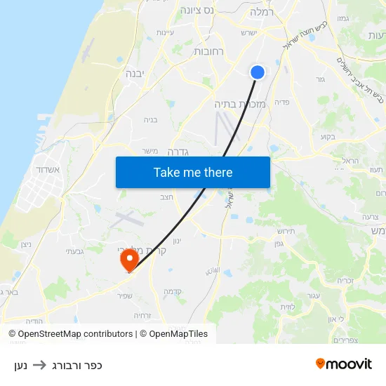 נען to כפר ורבורג map