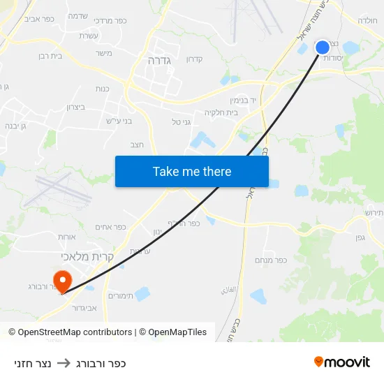 נצר חזני to כפר ורבורג map