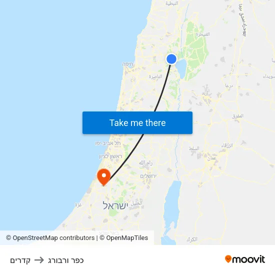 קדרים to כפר ורבורג map