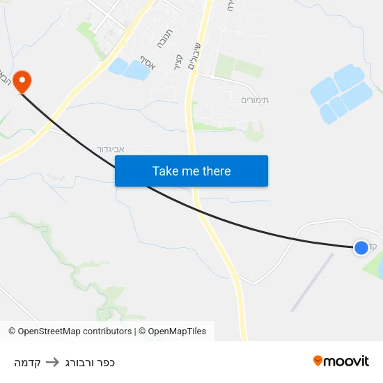 קדמה to כפר ורבורג map