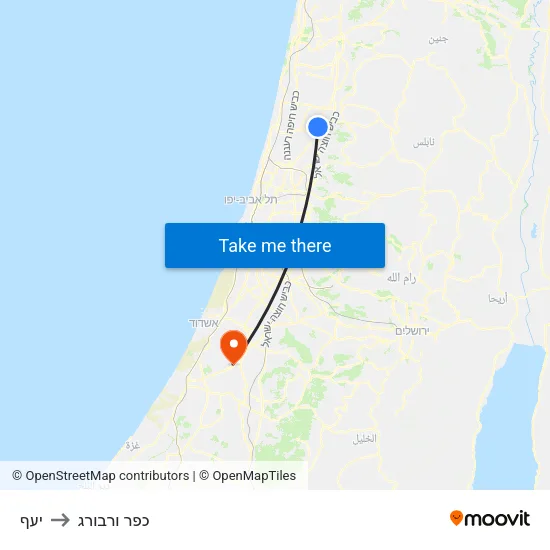 יעף to כפר ורבורג map