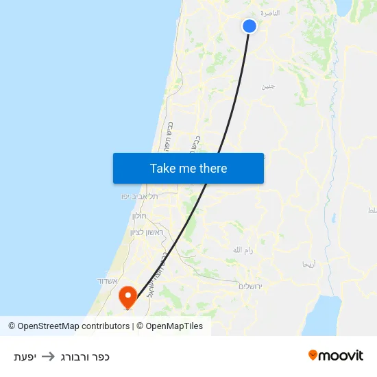 יפעת to כפר ורבורג map