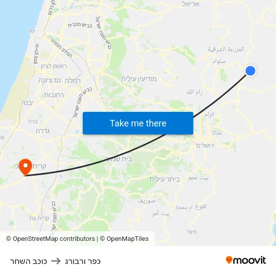 כוכב השחר to כפר ורבורג map