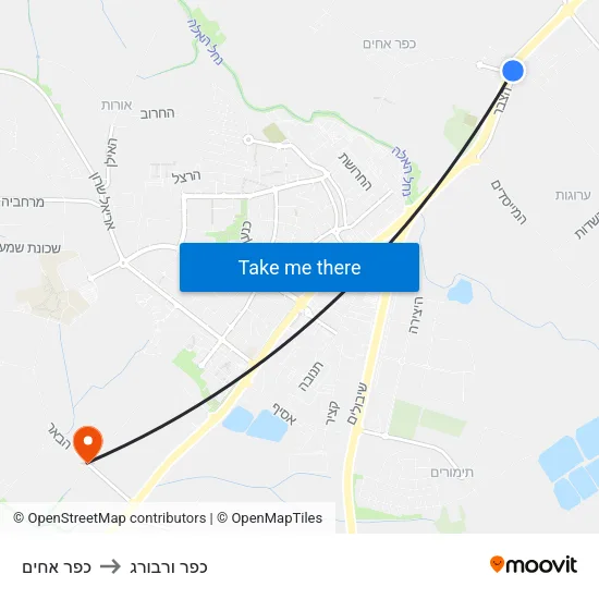 כפר אחים to כפר ורבורג map