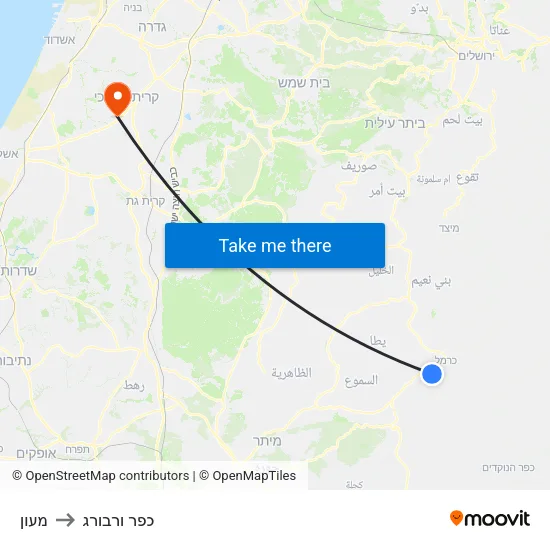 מעון to כפר ורבורג map