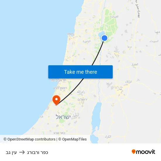 עין גב to כפר ורבורג map