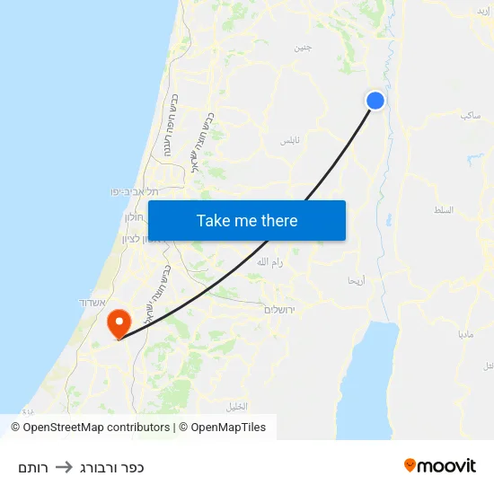 רותם to כפר ורבורג map