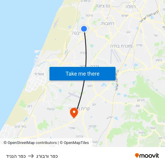 כפר הנגיד to כפר ורבורג map