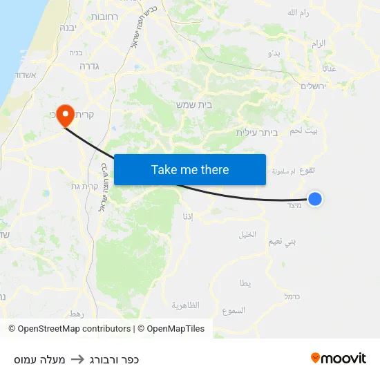 מעלה עמוס to כפר ורבורג map