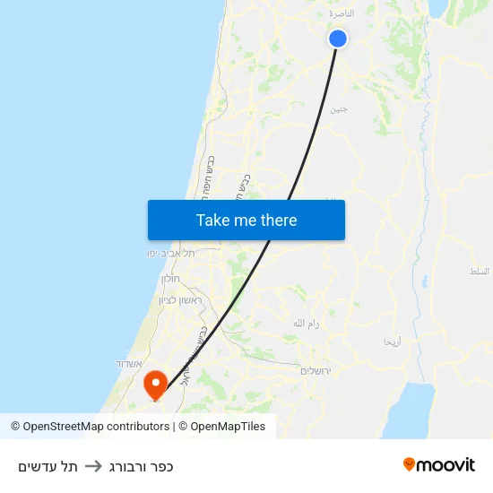 תל עדשים to כפר ורבורג map