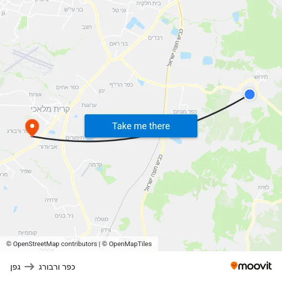 גפן to כפר ורבורג map