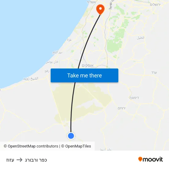 עזוז to כפר ורבורג map
