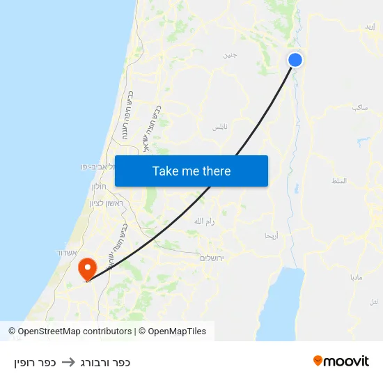כפר רופין to כפר ורבורג map