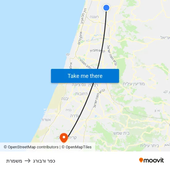משמרת to כפר ורבורג map