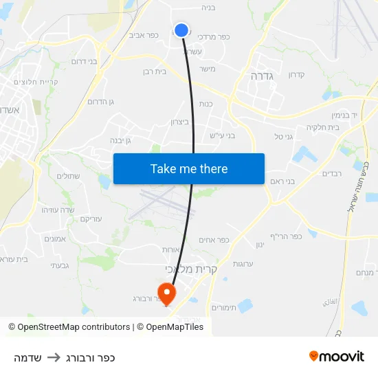 שדמה to כפר ורבורג map