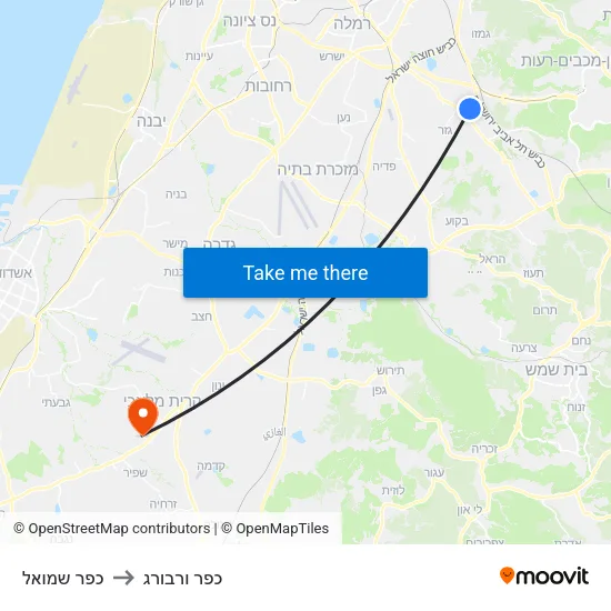 כפר שמואל to כפר ורבורג map