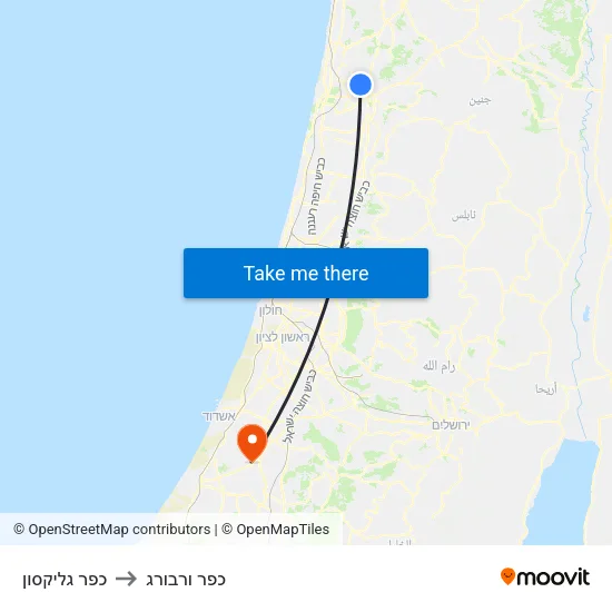 כפר גליקסון to כפר ורבורג map