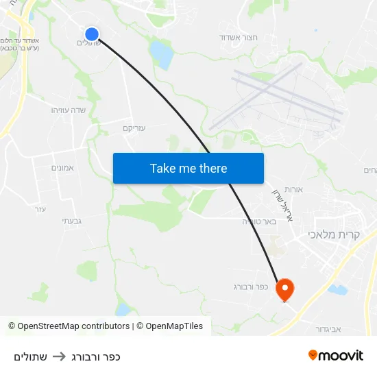 שתולים to כפר ורבורג map