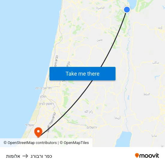 אלומות to כפר ורבורג map