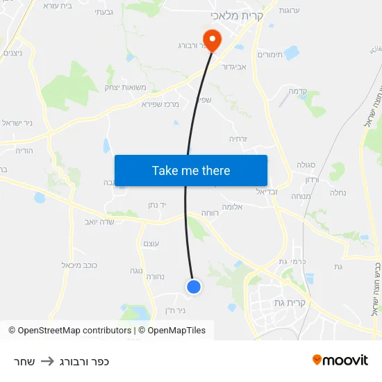 שחר to כפר ורבורג map