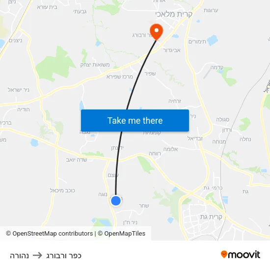 נהורה to כפר ורבורג map