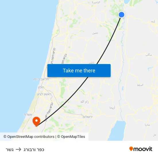 גשר to כפר ורבורג map