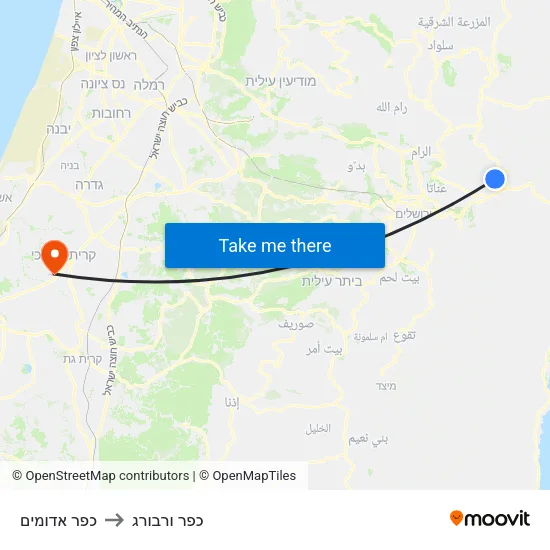כפר אדומים to כפר ורבורג map
