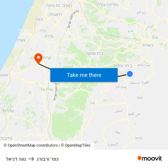 נווה דניאל to כפר ורבורג map